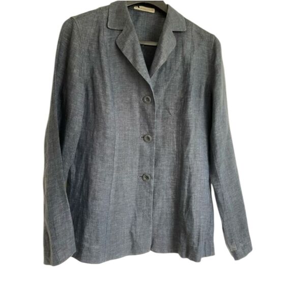 Aquascutum Blue Marled 💯% Linen Blazer Jacket Size 8 - Picture 1 of 4
